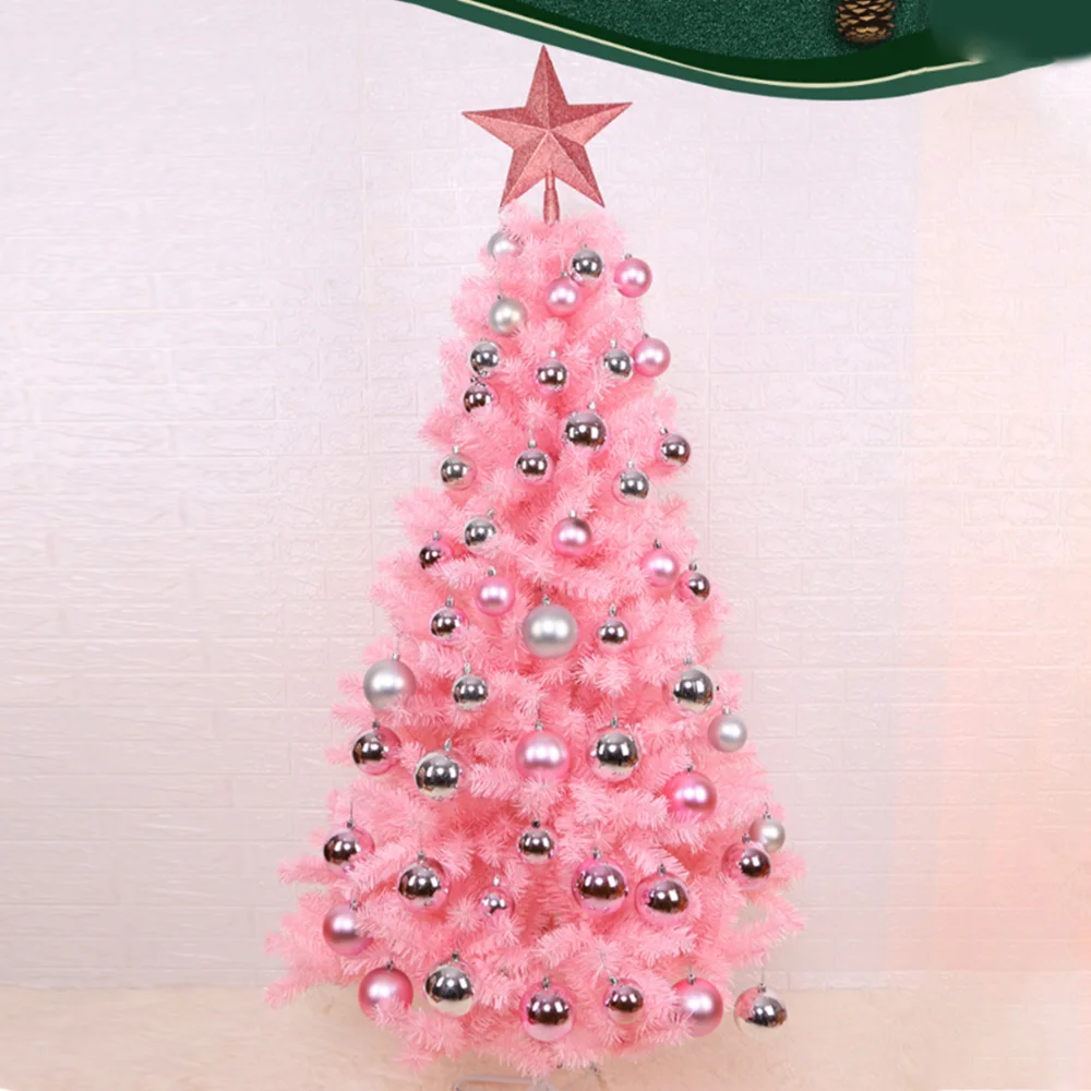 

60cm Tabletop Mini Pink Artificial Christmas Tree with 24 Glittery Balls Light String for DIY Home Room Party Xmas Decor New S30