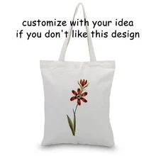 Цветок Сумочка изготовленная на заказ Печать сумка с короткими ручками с логотипом на каждый день Применение канва для DIY Экологичная многоразовая для покупок рециркулирует мешок текста