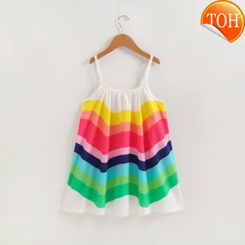 

Summer Girls Dress Loose Sleeveless Rainbow Print Children Fancy Slip Dress Kids Dresses For Girls Clothes 1 2 3 4 5 Years