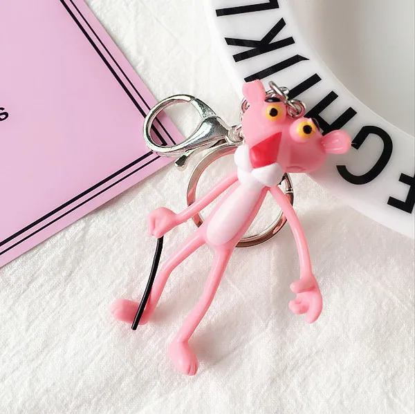 Мультфильм милые животные аниме Розовая пантера брелок для ключей мех кролика мяч Pom Bells брелки для женщин сумка для автомобиля Подвески Pendan