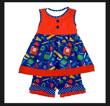 

summer wholesale boutique sleeveless tops with shorts go back to school style girl's outfits