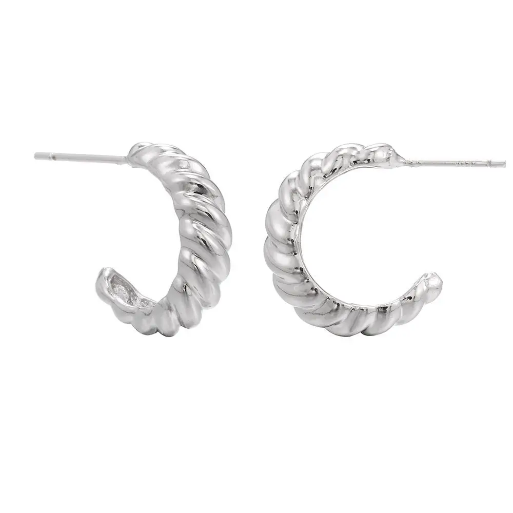 C Shape Twist Croissant Earrings For Women Stainless Steel Hoop Earrings Circle Round Earring Female Fashion Jewelry Orecchini
