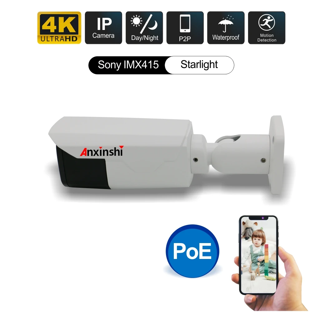 4k Uhd 8mp Poe Ip Camera Starlight 5x Optical Zoom 2.713.5mm Lens Outdoor Security Waterproof