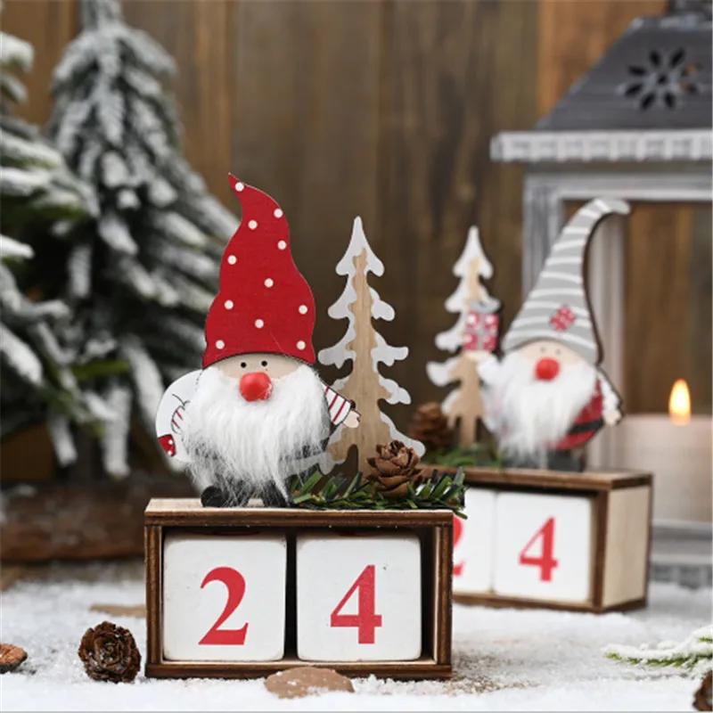 Santa Claus Wooden Pinecone Calendar Christmas Gift New Year Countdown 2021 Merry | Дом и сад