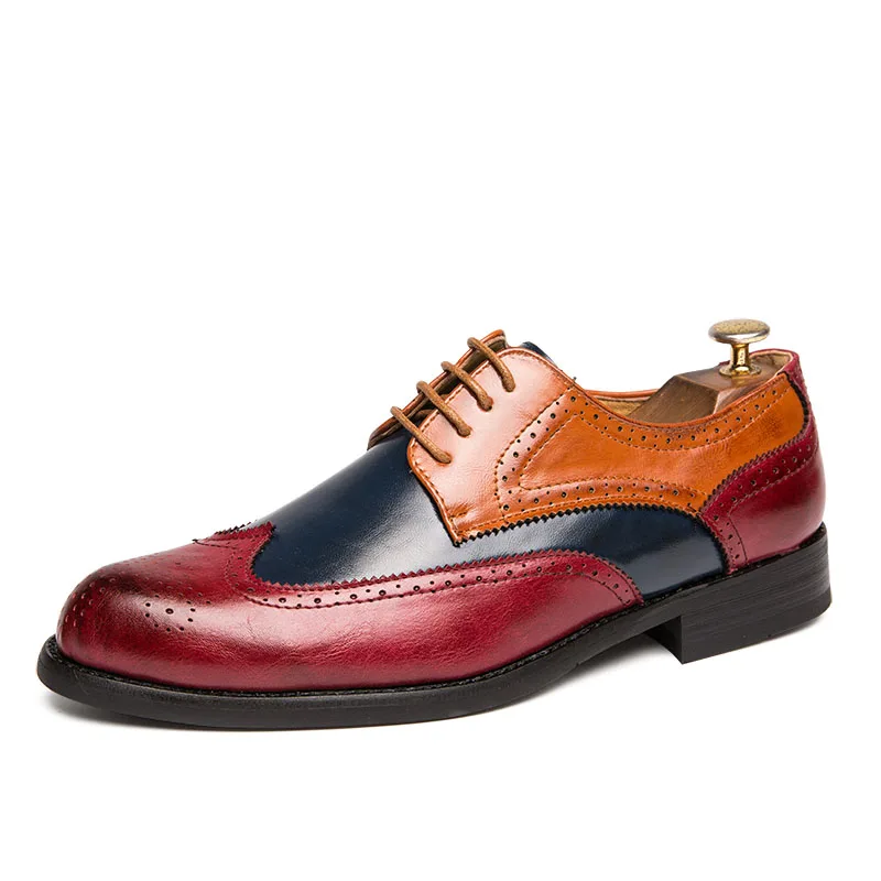 CIMIM/брендовая кожаная обувь; Мужская обувь в деловом стиле; большие размеры; модная деловая обувь Bullock; итальянская официальная обувь; мужские роскошные свадебные лоферы - Цвет: Red