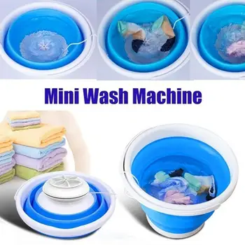 

Portable Mini Washing Machine Ultrasonic Turbine Washing Machine Shape Clothes For Home Washer Travel Bucket Laundry Foldab X0F2