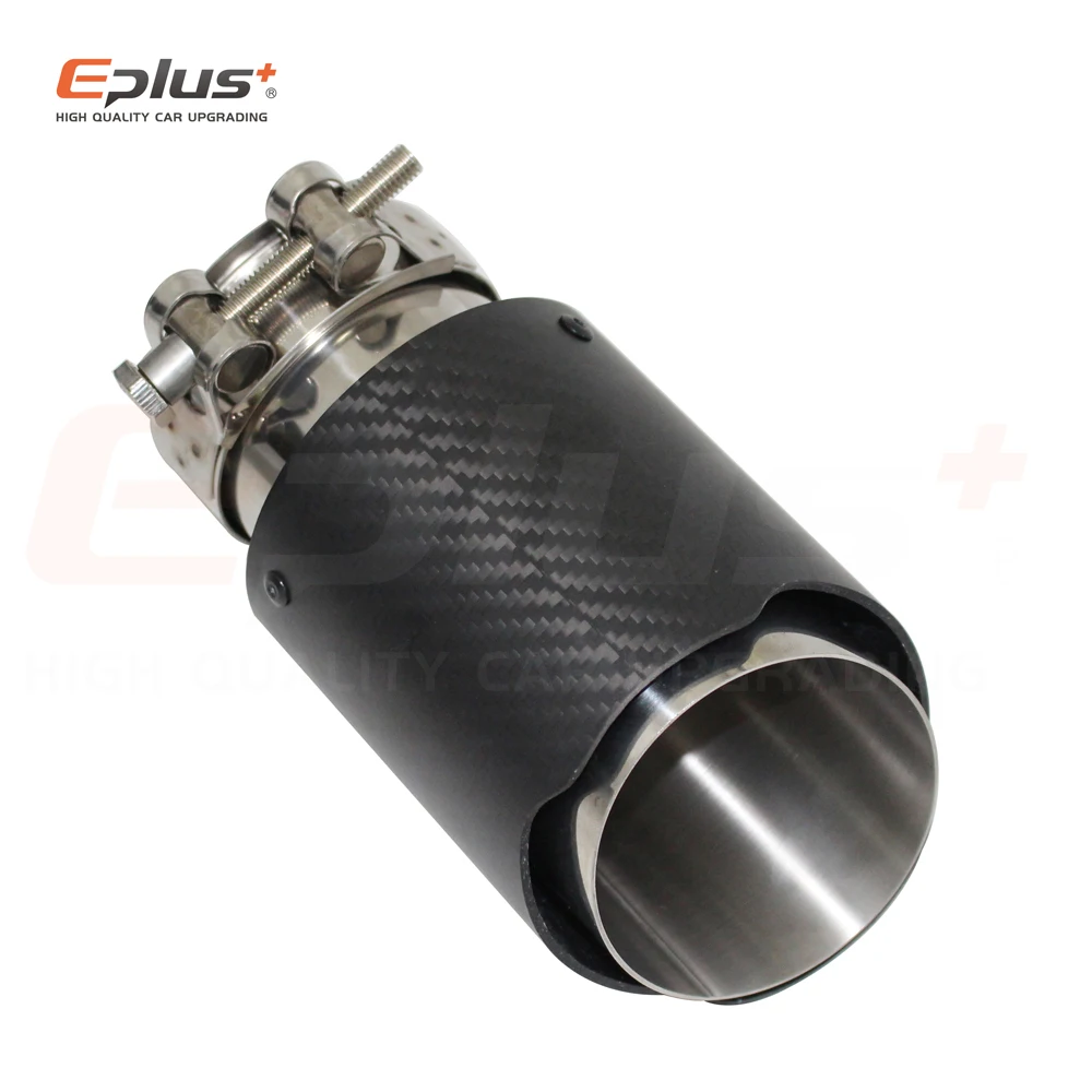 Car Carbon Fibre Matte Exhaust System Muffler Pipe Tip Straight Universal Silver Stainless Mufflers Decorations For Akrapovic