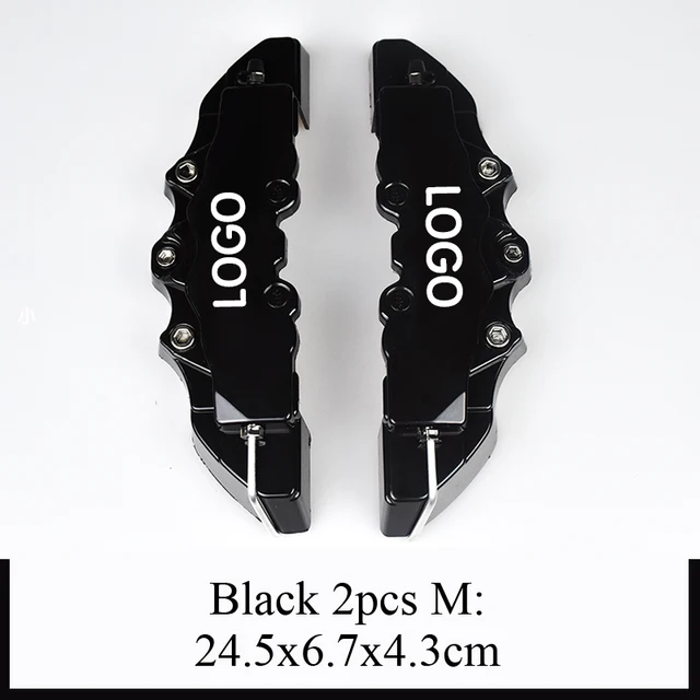 2Pcs S/M/L ABS Car 3D Disc Brake Caliper Covers Sticker For Toyota CROWN COROLLA COASTER LAND CRUISER PRADO REIZ  Accessories 2Pcs M Size Black