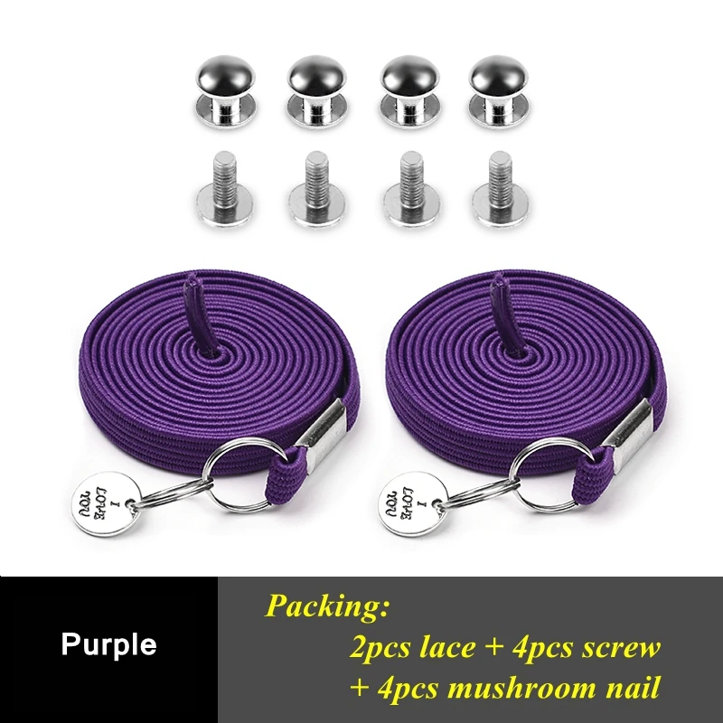 Фиолетовый 1Pair No Tie Shoelces For Chidren and Adults Quick One Hand Shoelace For Kids and Adult Sneakers Shoelace Quick Lazy Laces - Цвет: Фиолетовый