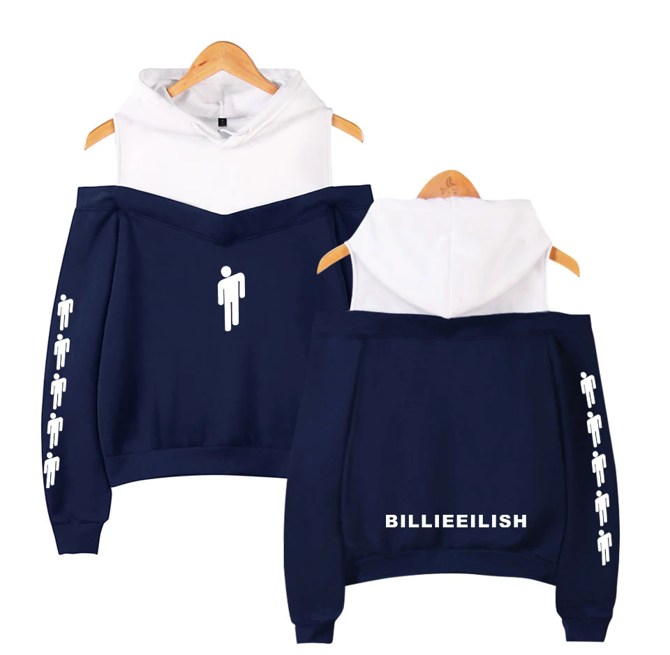 В стиле «хип-хоп» с замком молнией Billie Eilish толстовки Для женщин Демисезонный высокое качество толстовка с открытыми плечами, толстовки с капюшоном, женская одежда
