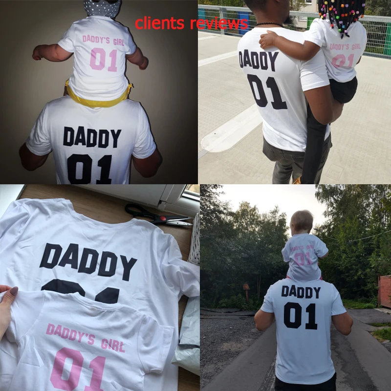 Father Baby Shirts Daddy 01 Daddy's Girl 01 TShirts Dad and Daughter Match T Shirt Summer Short Sleeve Family Look 1pcs matching tshirts casual t shirt kids t shirt matching outfit