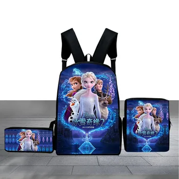 

3D Print Movie Frozen Children School Bags Set Cartoon Backpack Set Kids School Book Bag 3pcs