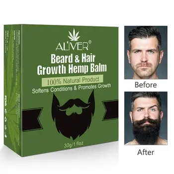 

30g/Box Brand Beard Balm Hair Growth Wax Organic Ingredients Mustache Moisturizing Men Beard Growth Oil