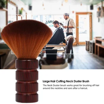 

Barber Cleaning Hairbrush Neck Face Dust Clean Brush Soft Nylon Hair Wooden Handle Hair Styling Tools