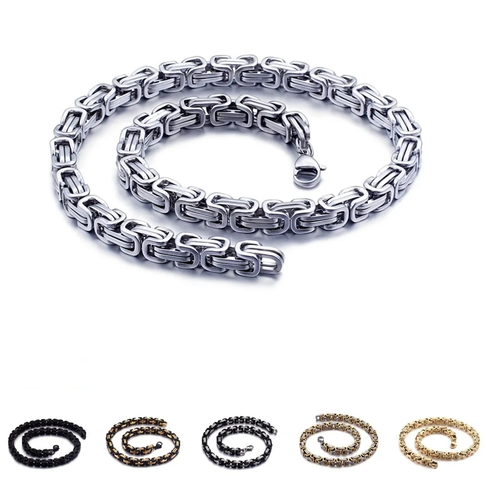 Large Cool byzantine chain box stainless steel Jewelry Men's necklace 8mm 30'' 