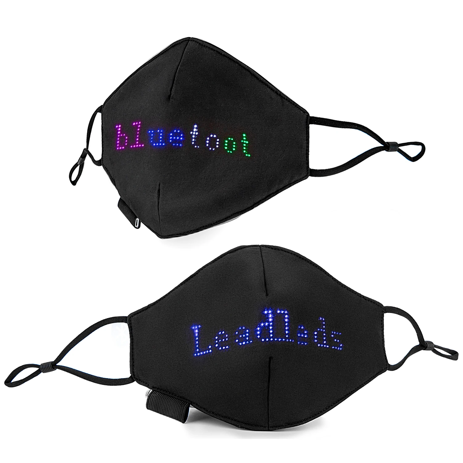 

2pcs Glowing Breathable Glowing Led Mask Bluetooth Programmable Luminous Mask Dust-Proof Masque for Halloween Christmas Party