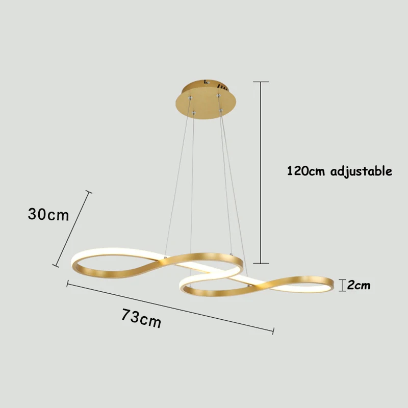 Moderno pingente de luz led dourado para