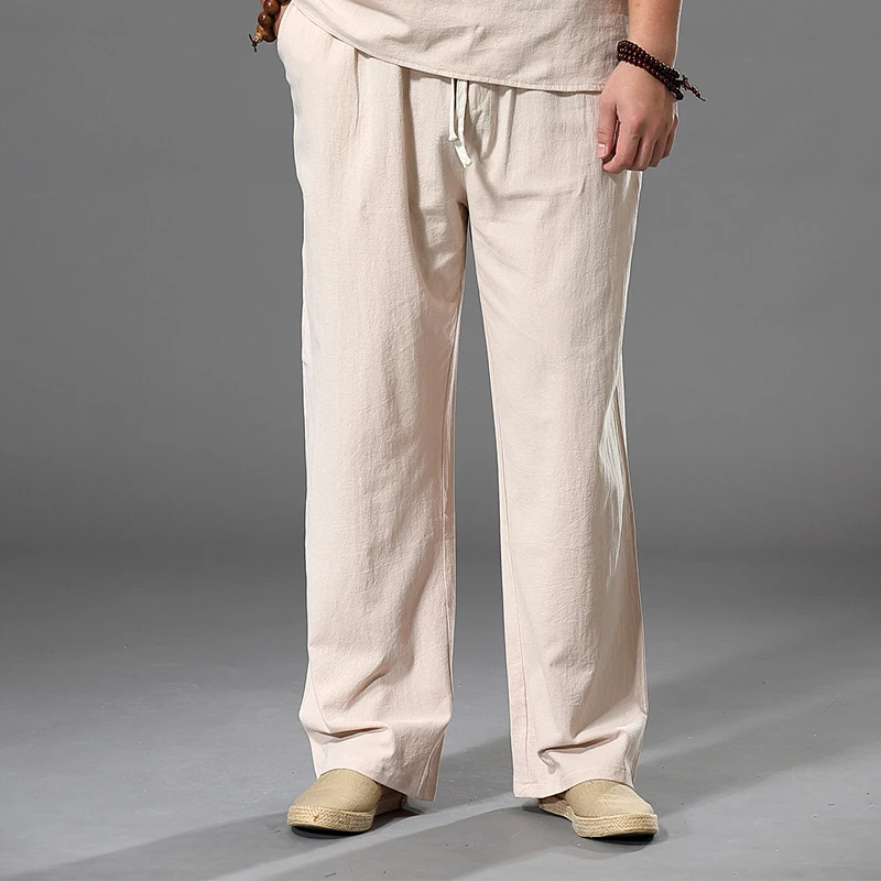 Cotton Linen Pants Men Japan Style Large Size