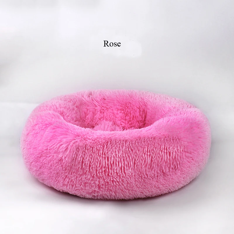 rose Круглая кровать для собаки кошки зимний теплый спальный лежак коврик для щенка питомника кровать для питомца машинная стирка - Цвет: rose