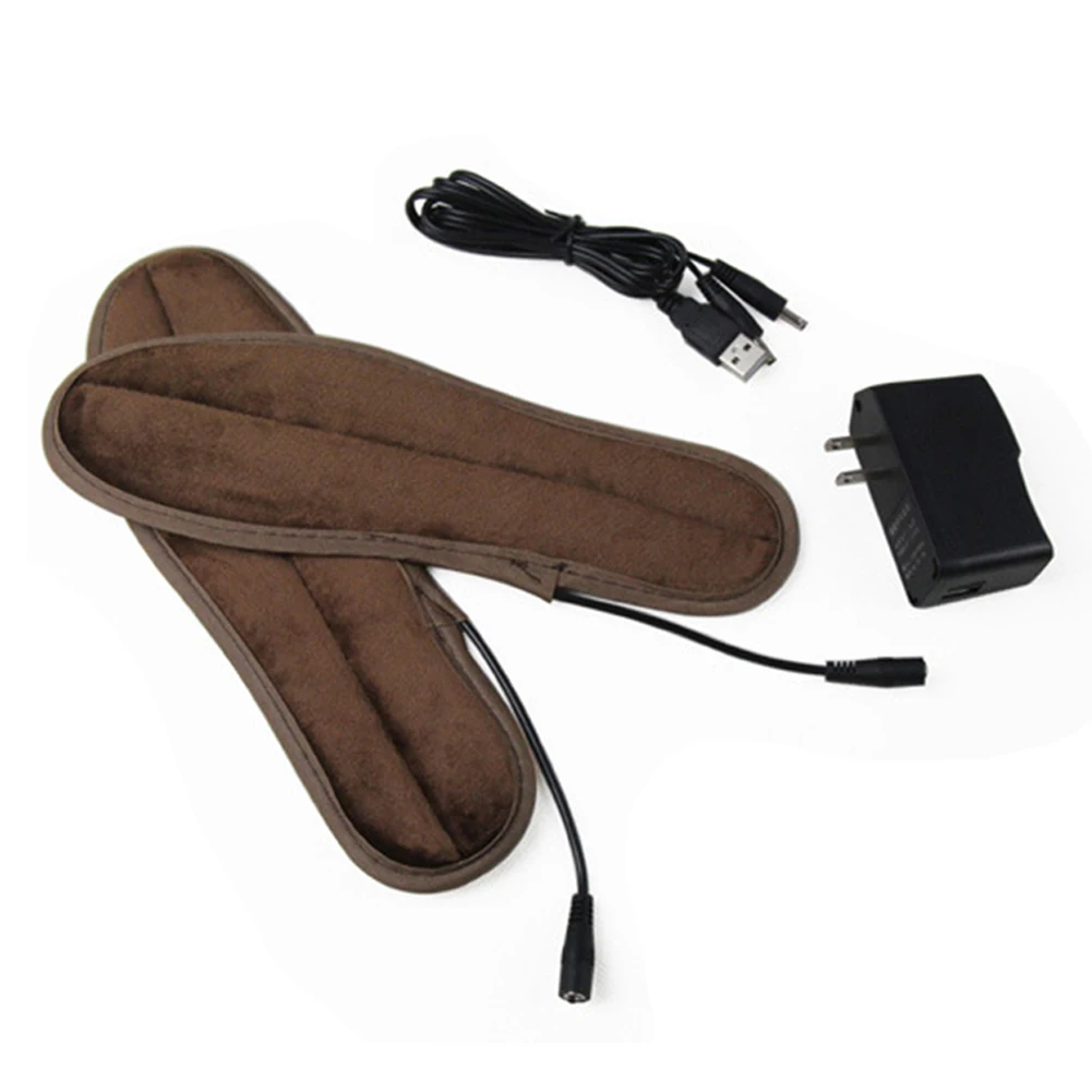 

1 Pair Electric Heated Insoles Outdoor Comfort Solid Energy Saving Carbon Fiber Foot Warmer USB Charging Soft Washable Winter