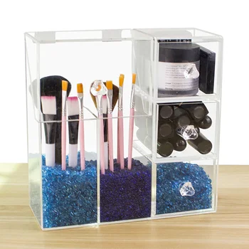 

Display Transparent Acrylic With Drawers Desktop Storage Box Space Saving Dust Proof Easy Clean With Lid Universal Makeup Brush