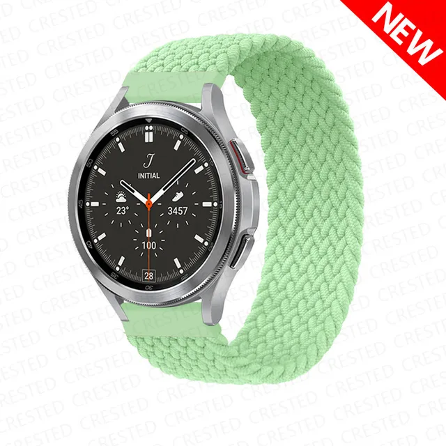 Braided Solo Loop band for Samsung Galaxy watch 4/classic/Active 2 Watchband 20mm 22mm Bracelet correa Amazfit GTS 2 mini strap pistachio
