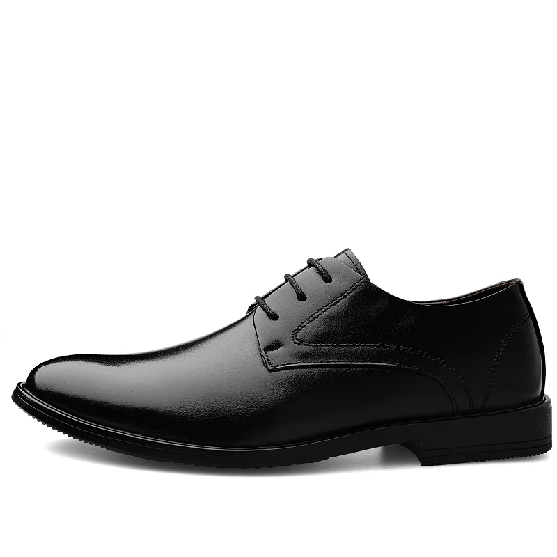 black Г. Новые Мужские модельные туфли мужские классические коричневые и черные туфли на шнуровке из натуральной кожи Мужская офисная официальная обувь для мужчин - Цвет: black