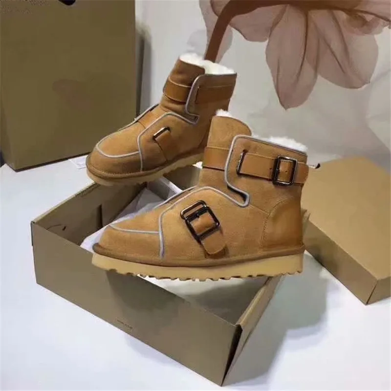 Botas Mujer scarpe donna chaussures femme; плюшевая женская обувь; женские ботинки с пряжкой; зимние ботинки из нубука; Zapatos De Mujer