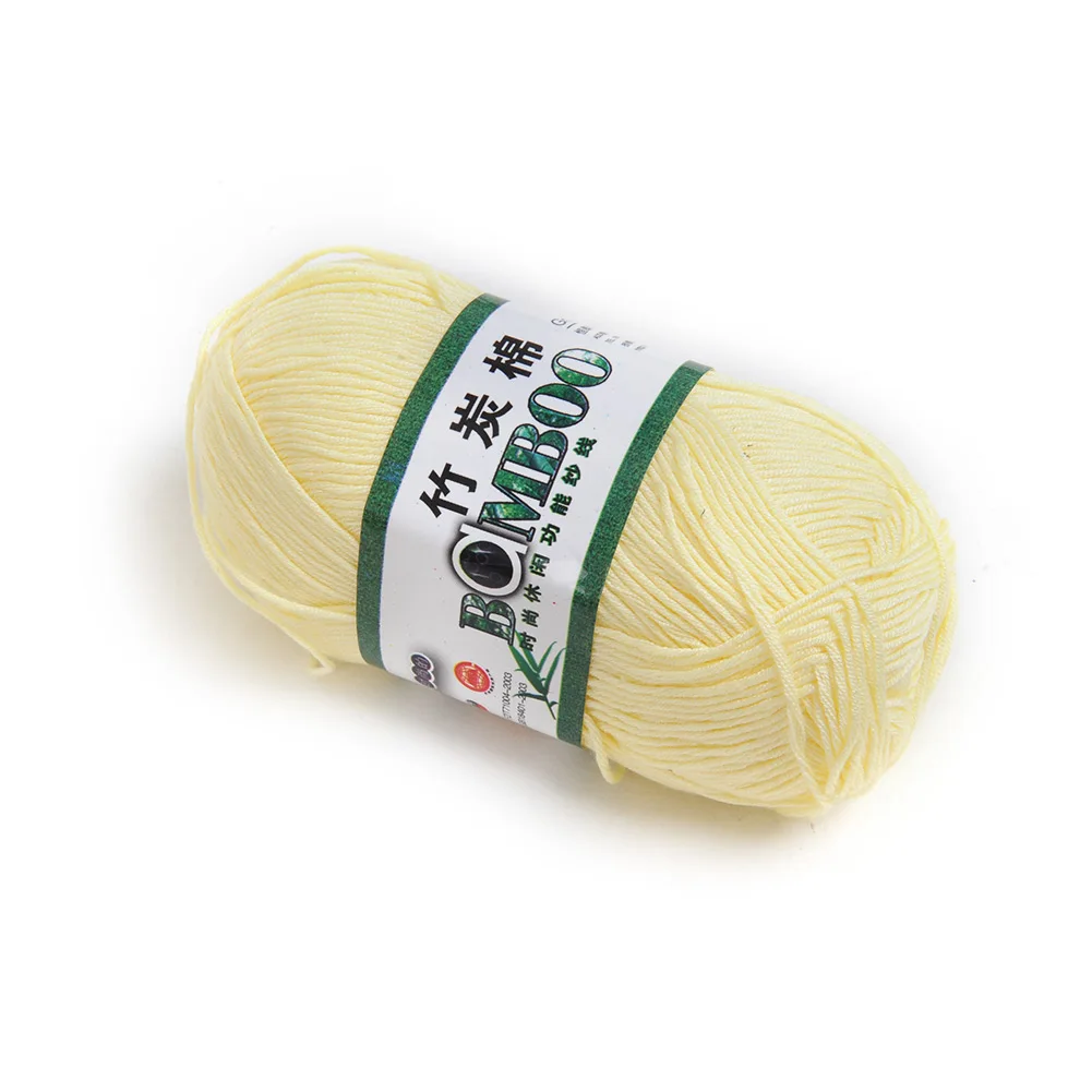 Light Yellow Wholesale! Soft Natural Bamboo Cotton Knitting Yarn Fingering 20 Colors - Цвет: Light Yellow