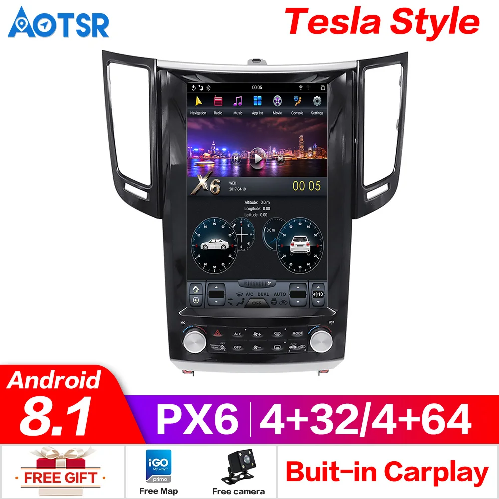 

Tesla Style Android 8.1 Car GPS Navigation Player for Infiniti FX FX25 FX35 FX37 qx70 radio tape recorder head unit multimedia