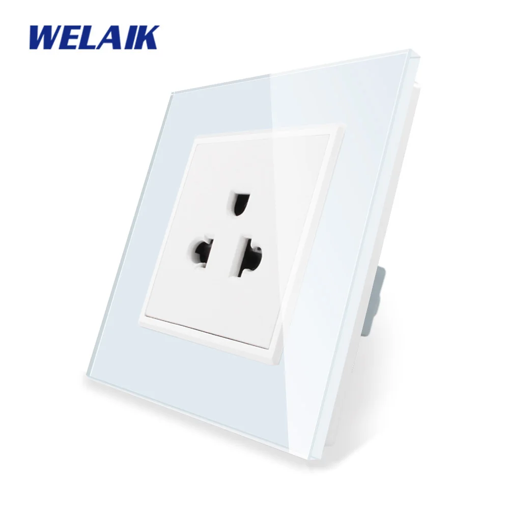 

WELAIK-1 Brand Free Shipping Crystal Glass Panel US Wall Power Socket United States Standard Outlet AC110~250V 16A A18AW/B
