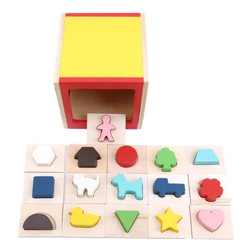 

Wooden Cube Blind Box Puzzle Toy Children's Hand Brain Game Enlightenment Toy Kids Funny Touch Guessing Toys new