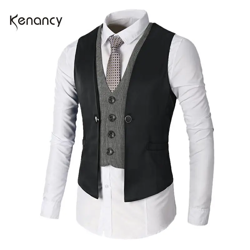 Hemiks мужская с v-образным вырезом без рукавов Slim Fit Куртка деловой костюм рубашки жилет топы