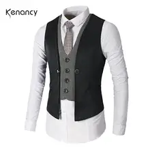 Hemiks мужская с v-образным вырезом без рукавов Slim Fit Куртка деловой костюм рубашки жилет топы