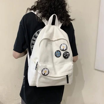 

new schoolbag female tide Korean version of Harajuku ulzzang college students simple and versatile canvas backpack female bag