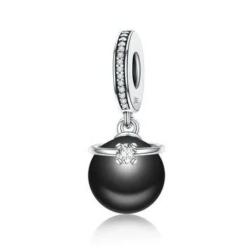

Qikaola 100% 925 Sterling Silver 2 Colors Elegant CZ Pearl & Clear CZ Pendant Charm fit Charm Bracelet Jewelry CMC572