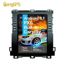 10,4 ''Тесла Android 8,1 PX6 4+ 64 Гб Встроенный CARPLAY автомобильный радиоприемник для Lexus GX470/Toyota Land Cruiser Prado 120 2002-2009 gps Nav