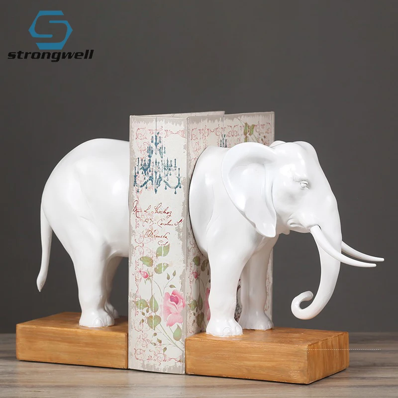 Strongwell Creative Resin Elephant Statue Home Decor Crafts Room Decoration Office Study Vintage Bookend Figurine | Дом и сад