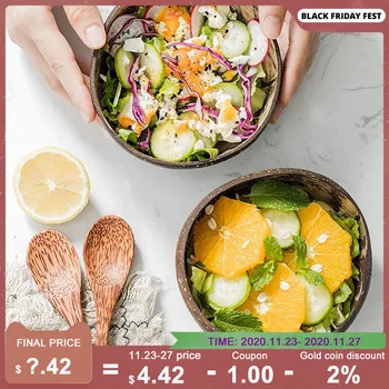 

Natural Coconut Bowl Decoration Fruit Salad Noodle Rice Bowl Wooden Fruit Bowl Handicraft Decoration Creative Coconut Shell Bowl