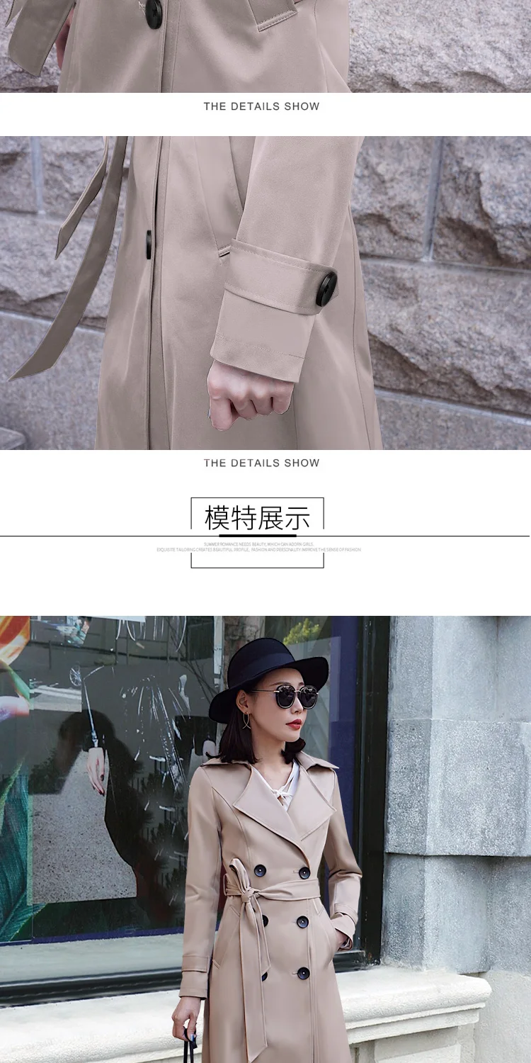 High end Design Women Trench coat Plus size S-3XL casaco feminino Double Breasted Long Coat women Trench Female Overcoat R63
