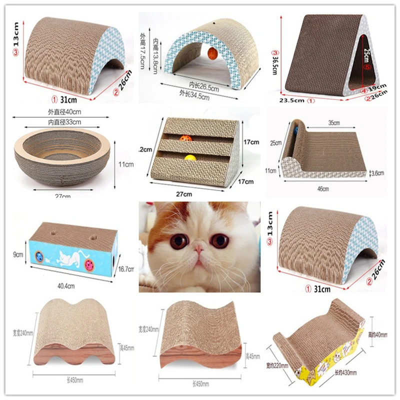 

Paw Strip Bowl Corrugated Cardboard Cat Toy Scratcher Rolling Bell Ball Cat Scratch Pad Board Catnip Beds Pet Toys Products