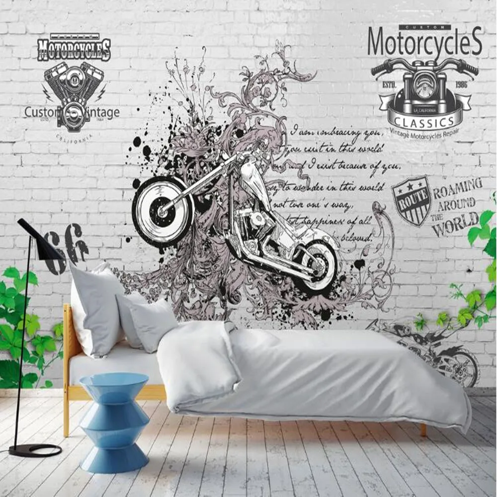 Milofi пользовательские 3D скандинавские ретро мотоцикл большой ТВ спальня фон обои росписи