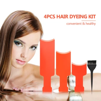 

4pcs Salon Hair Coloring Board Hair Dyeing Tint Brush Comb Hair Color Mixing Dye Kit Hairdressing Styling Tool for Hair Coloring