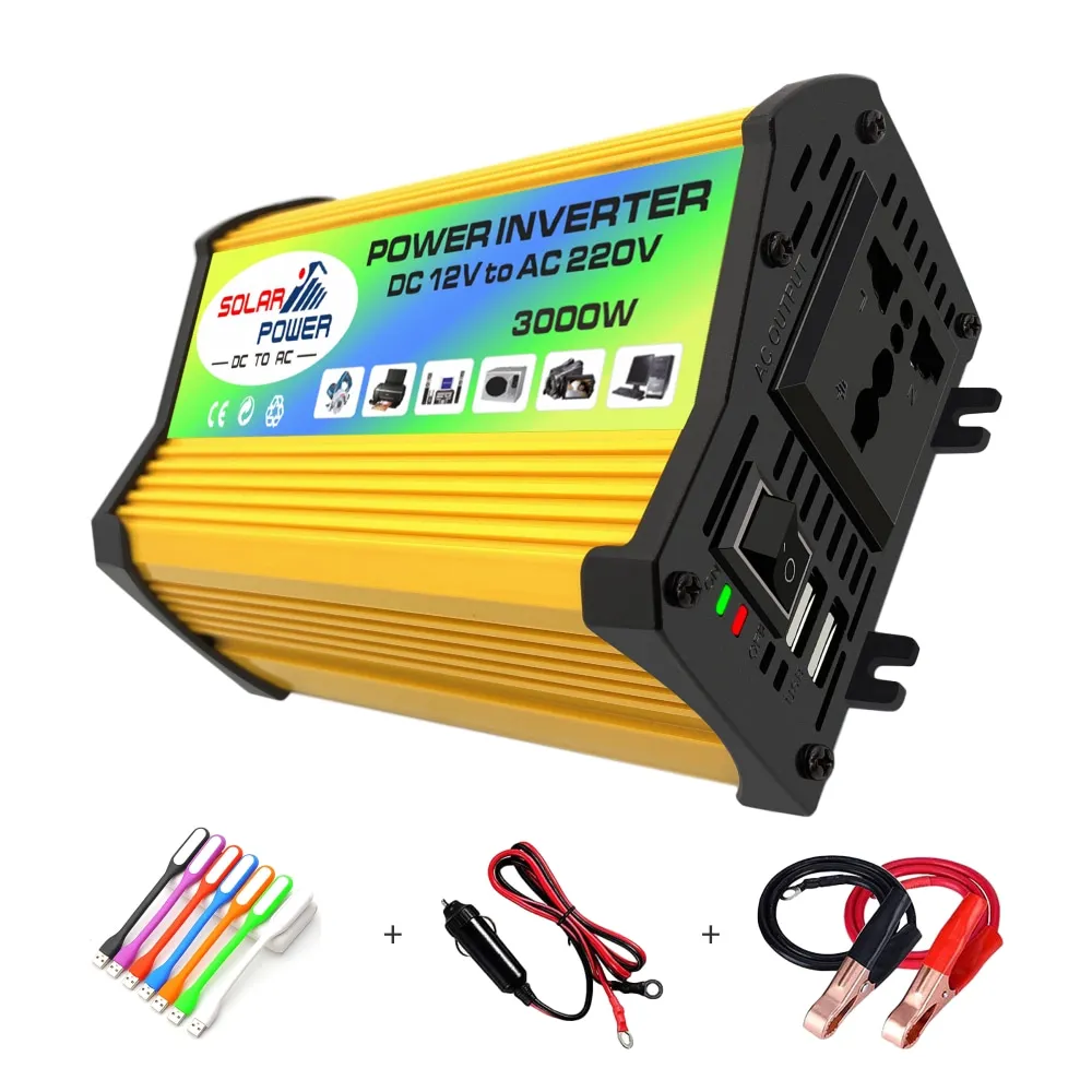 

EFOISON 3000W Power Converter Car Inverter DC12V to AC230V for Home Emergency Power Fan Charging