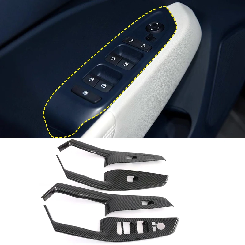 Для hyundai Venue LHD ABS углеродное волокно, кнопки для дверного окна, декоративная рамка, накладка, аксессуары для стайлинга автомобилей