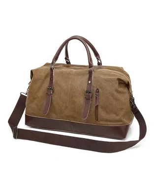 

Fashion canvas travel handbags leather large capacity bag vintage luggage bags casual tote shoulder bag zipper crossbody bag new