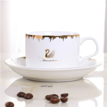 

Europe Noble Swan Mugs Coffee Cup Saucer Set 200ml Luxury Ceramic Mug Top-grade Porcelain Tea Cup Cafe Party Drinkware