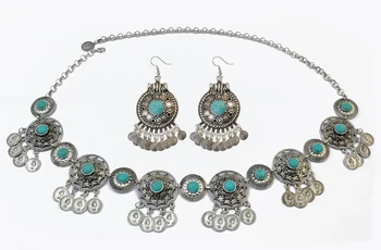 

Gypsy Women Blue Stone Square Beach Waist Chain Belly Jewelry Geometric Flower Coin Shape color Body Chains Turkish India 2019