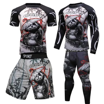 

boxing t-shirts + hosen men MMA shorts Rashguard mma Boxing Tricks Anzüge Muay thai Jiu Jitsu Bjj t-shirt BoxeoGym Training gear