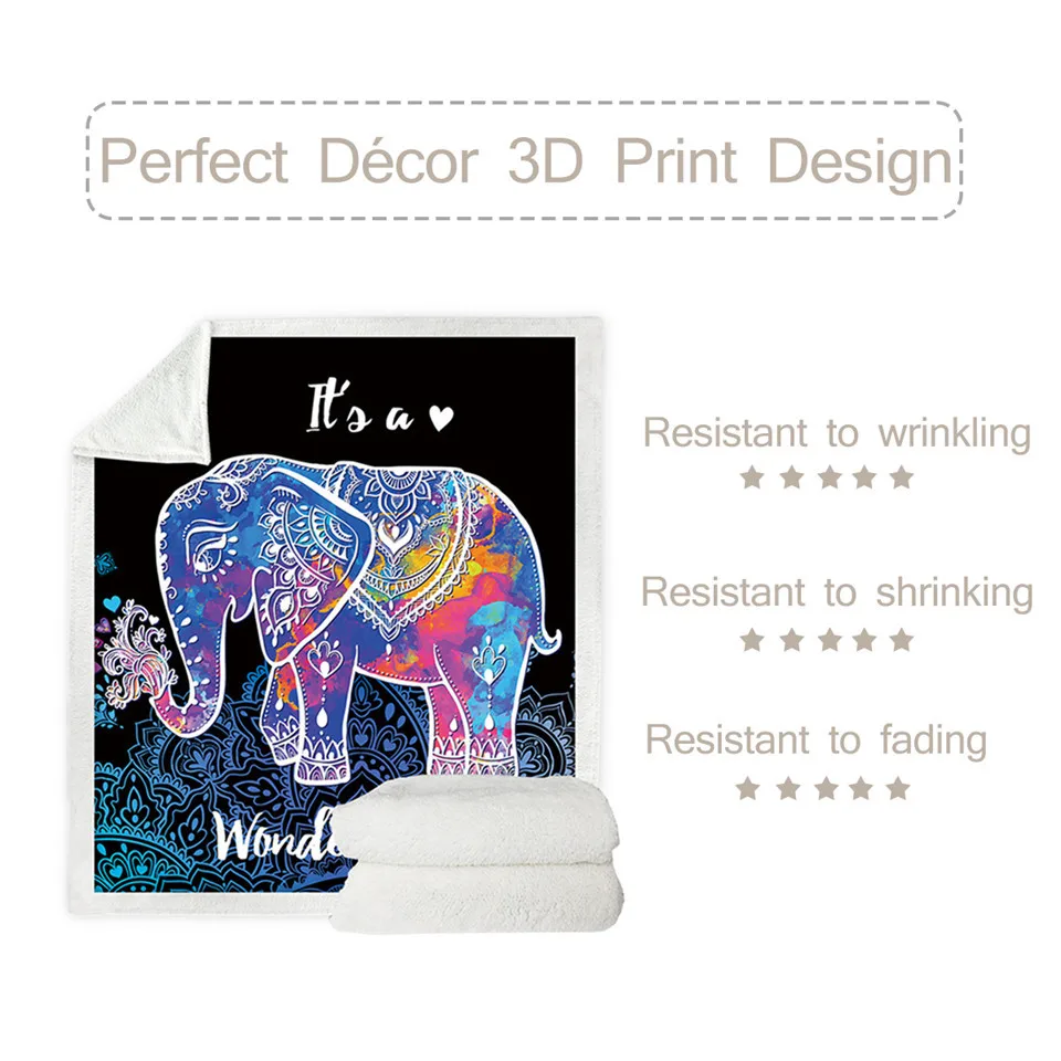 Постельное белье со слоном бархатный плюшевый плед с рисунком мандалы цветочное